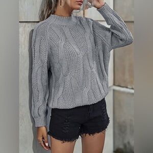 Rib-Knit Mock Neck Sweater